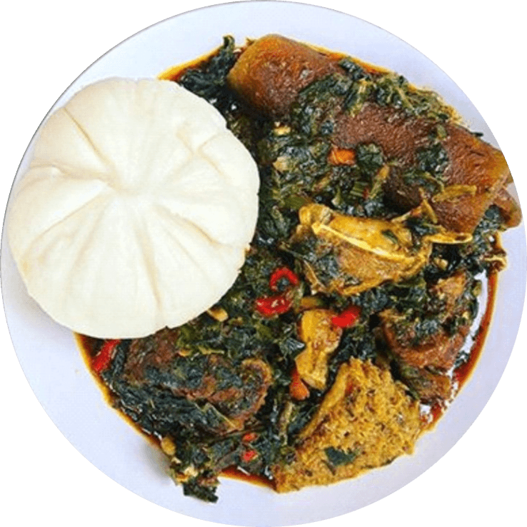 Pounded Yam and Vegetable Soup